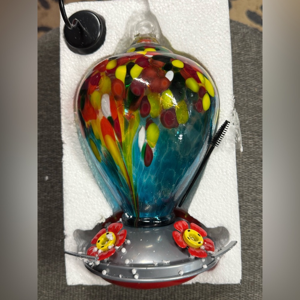 Hand Blown Glass HummingBird Feeder - NEW